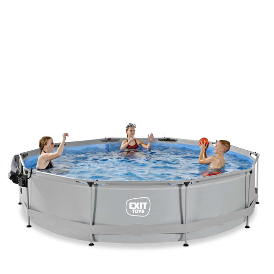 Piscina EXIT Soft Grey &oslash;360x76cm con bomba de depuraci&oacute;n y c&uacute;pula, color gris