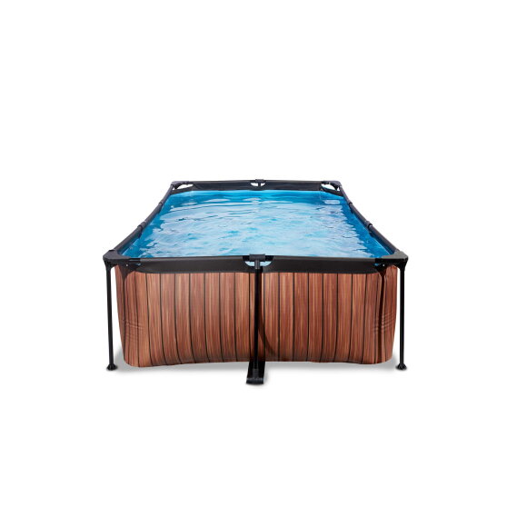 Piscina EXIT Wood 220x150x65cm con bomba de depuración, color marrón