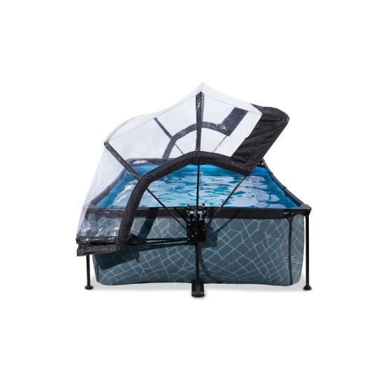 Piscina EXIT Stone 220x150x65cm con bomba de depuraci&oacute;n y c&uacute;pula, color gris