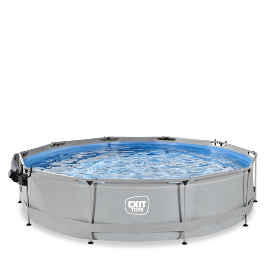 Piscina EXIT Soft Grey &oslash;360x76cm con bomba de depuraci&oacute;n y c&uacute;pula, color gris