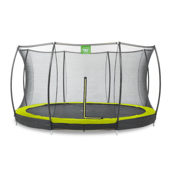 Cama elástica enterrada EXIT Silhouette ø366cm con red de seguridad, color verde