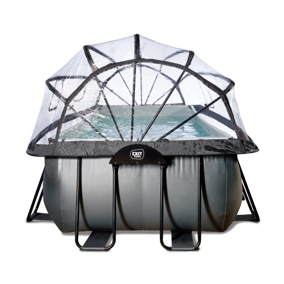 EXIT Black Leather pool 540x250x122cm with sand filter pump and dome and accessory set - black
