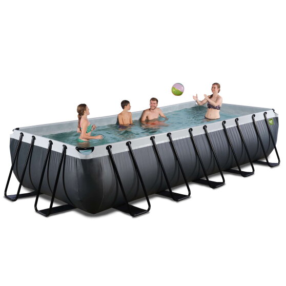 Piscina EXIT Black Leather 540x250x100cm con bomba de depuración, color negro