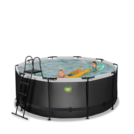 Piscina EXIT Black Leather ø360x122cm con bomba de filtrado de arena, color negro