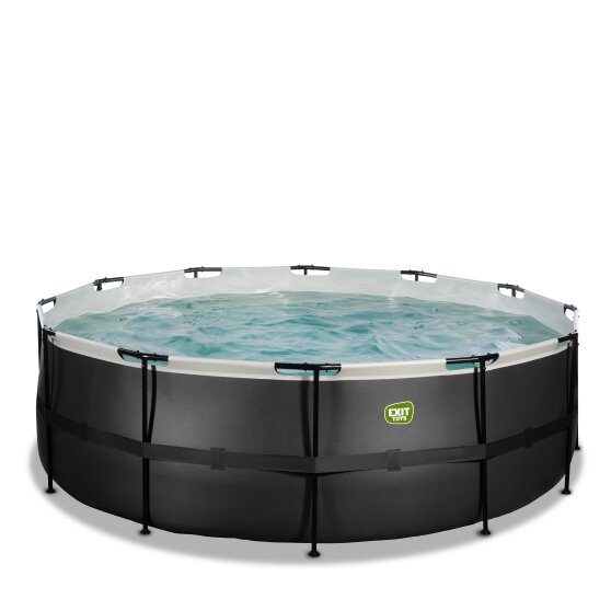 EXIT Black Leather pool ø427x122cm with sand filter pump - black