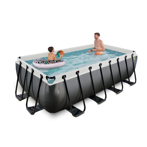 EXIT Black Leather pool 400x200x100cm with sand filter pump - black