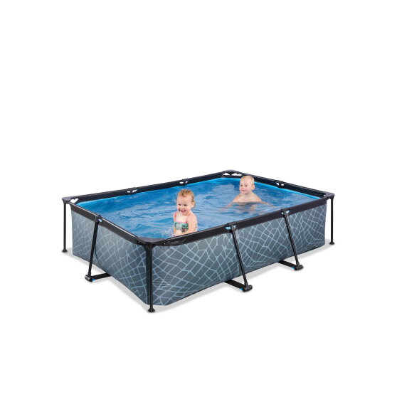 Piscina EXIT Stone 220x150x65cm con bomba de depuraci&oacute;n, color gris