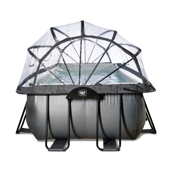 EXIT Black Leather pool 540x250x100cm with sand filter pump and dome and heat pump - black