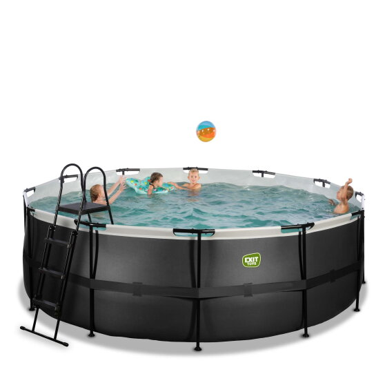 Piscina EXIT Black Leather ø427x122cm con bomba de depuración, color negro