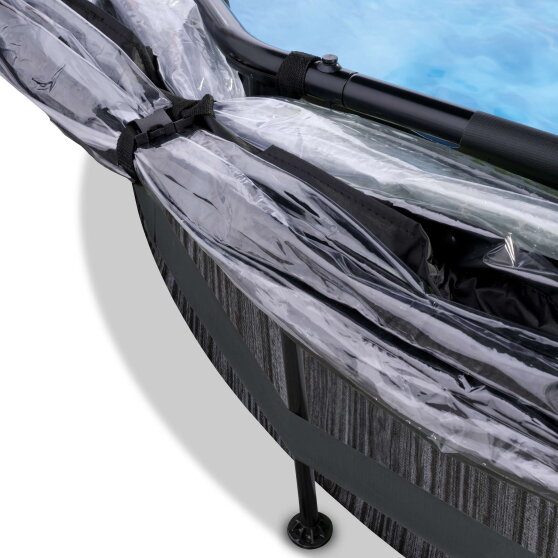 Piscina EXIT Black Wood &oslash;360x76cm con bomba de depuraci&oacute;n y c&uacute;pula, color negro