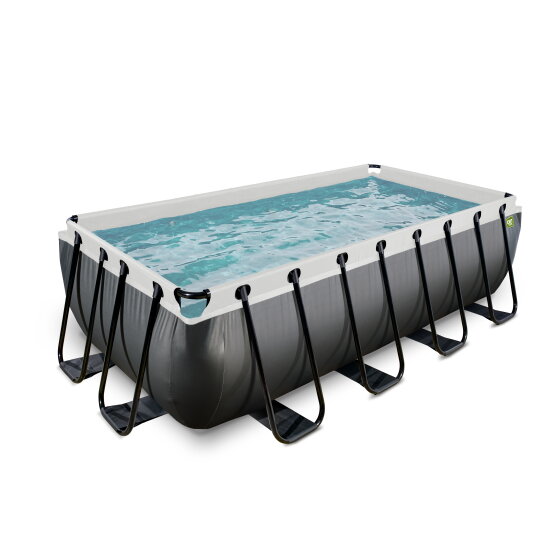 EXIT Black Leather pool 400x200x100cm with sand filter pump - black