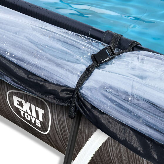 Piscina EXIT Black Wood 300x200x65cm con bomba de depuraci&oacute;n y c&uacute;pula, color negro