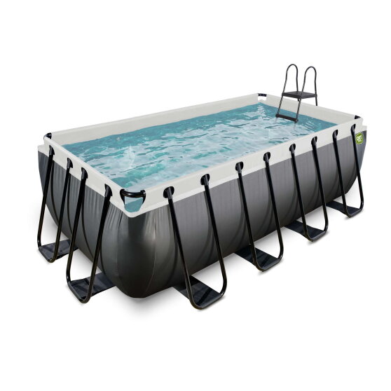 Piscina EXIT Black Leather 400x200x122cm con bomba de filtrado de arena, color negro