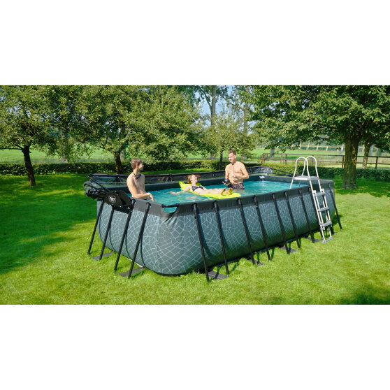 Piscina EXIT Wood 540x250x122cm con bomba de filtrado de arena y cúpula, color marrón