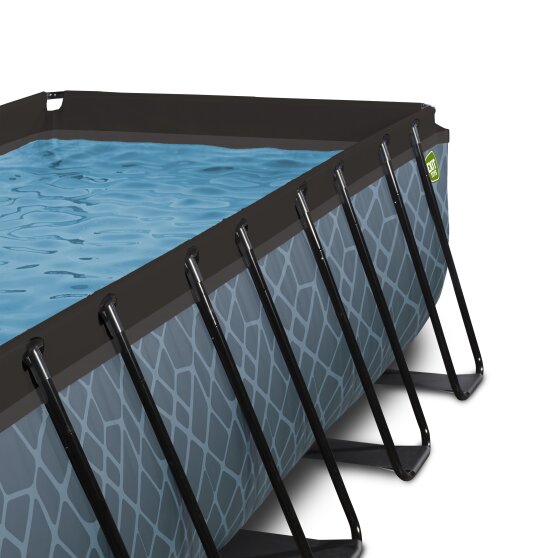 EXIT Stone pool 400x200x100cm with sand filter pump and dome - grey