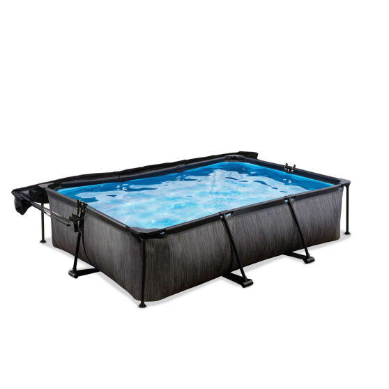 Piscina EXIT Black Wood 300x200x65cm con bomba de depuración y toldo, color negro