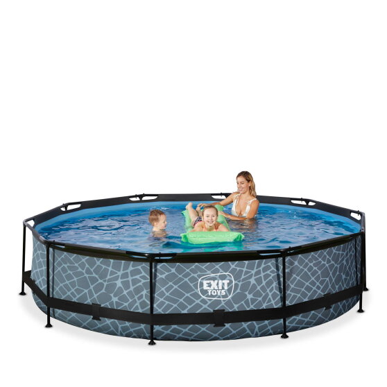 Piscina EXIT Stone &oslash;360x76cm con bomba de depuraci&oacute;n, color gris