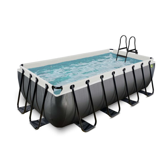 Piscina EXIT Black Leather 400x200x100cm con bomba de filtrado de arena, color negro
