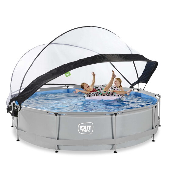 Piscina EXIT Soft Grey &oslash;360x76cm con bomba de depuraci&oacute;n y c&uacute;pula, color gris