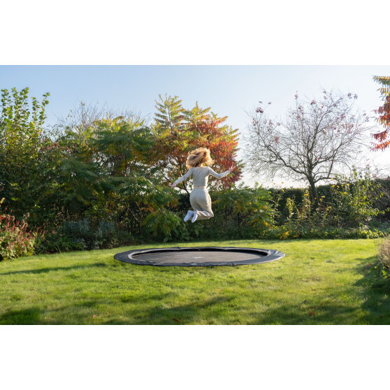 Cama elástica deportiva a nivel del suelo EXIT InTerra ø244cm, color negro