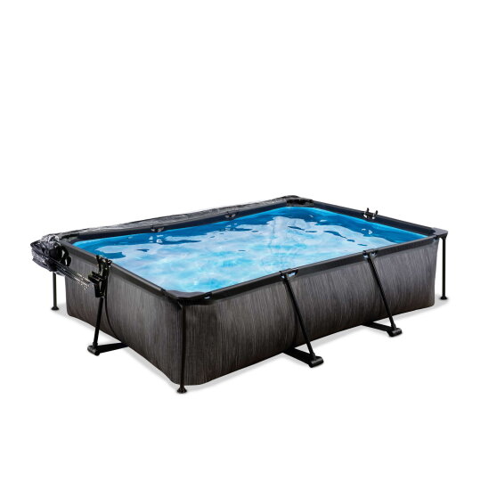 Piscina EXIT Black Wood 300x200x65cm con bomba de depuraci&oacute;n y c&uacute;pula, color negro