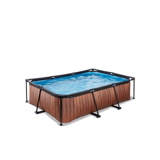 Piscina EXIT Wood 220x150x65cm con bomba de depuración, color marrón