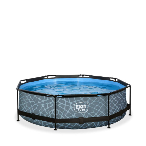 Piscina EXIT Stone ø300x76cm con bomba de depuración, color gris