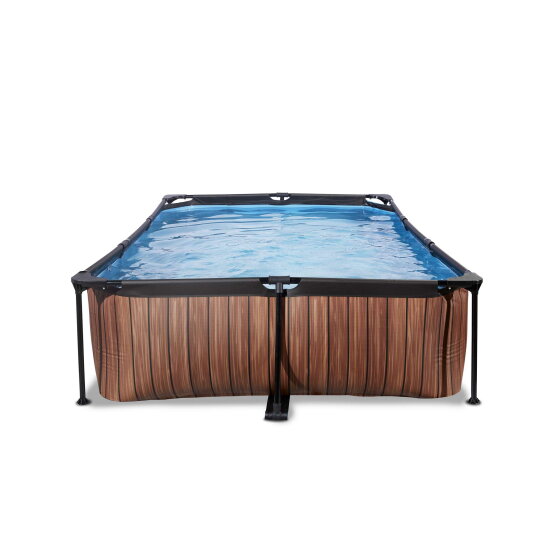 Piscina EXIT Wood 300x200x65cm con bomba de depuración, color marrón
