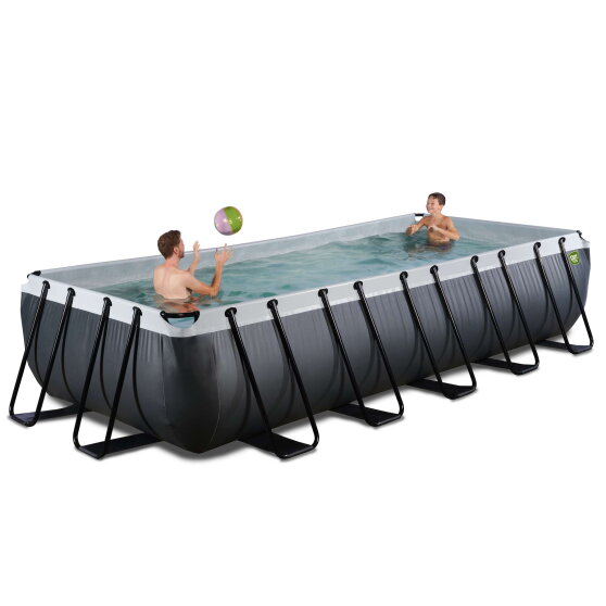 Piscina EXIT Black Leather 540x250x100cm con bomba de depuración, color negro