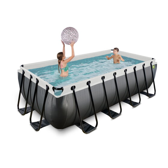 EXIT Black Leather pool 400x200x100cm with sand filter pump - black