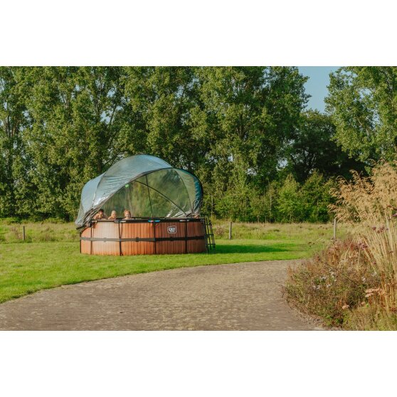 EXIT Black Leather pool ø427x122cm with sand filter pump and dome - black