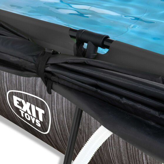 Piscina EXIT Black Wood 300x200x65cm con bomba de depuración y toldo, color negro