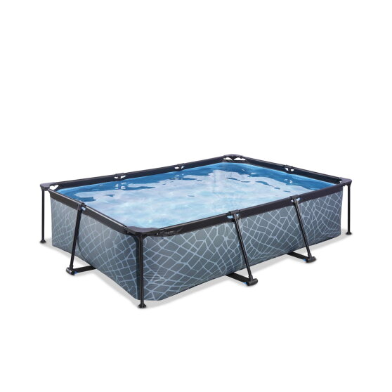Piscina EXIT Stone 300x200x65cm con bomba de depuración, color gris
