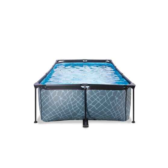 Piscina EXIT Stone 220x150x65cm con bomba de depuraci&oacute;n, color gris