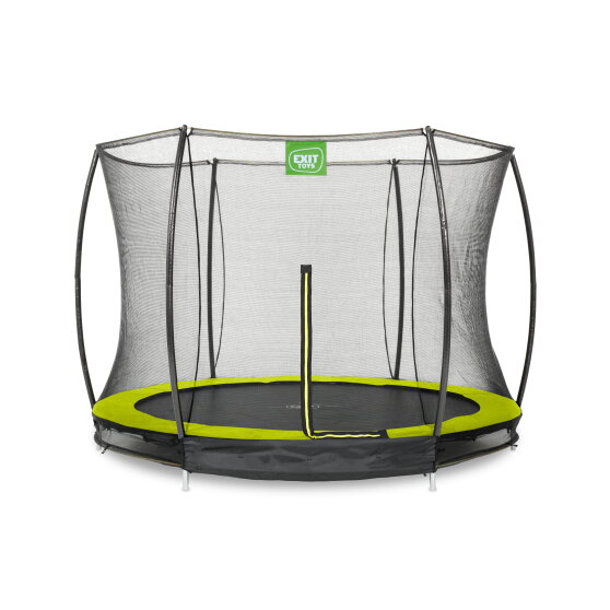 Cama elástica enterrada EXIT Silhouette ø244cm con red de seguridad, color verde