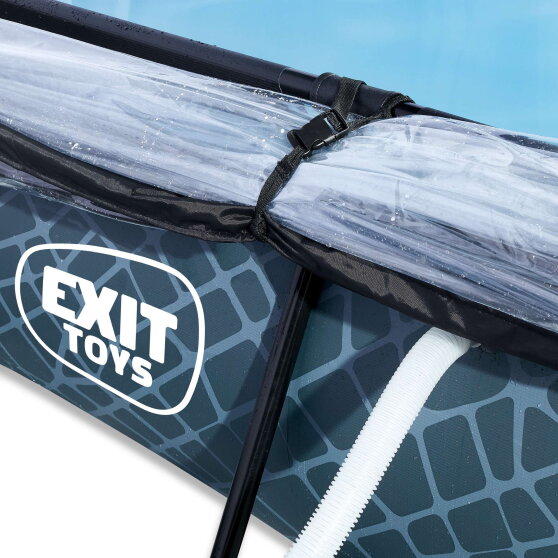Piscina EXIT Stone 300x200x65cm con bomba de depuración y cúpula, color gris