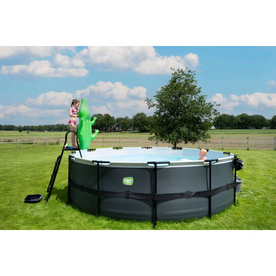 Piscina EXIT Black Leather &oslash;450x122cm con bomba de depuraci&oacute;n, color negro