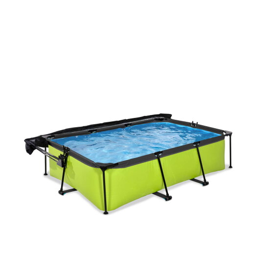 Piscina EXIT Lime 220x150x65cm con bomba de depuración y toldo, color verde