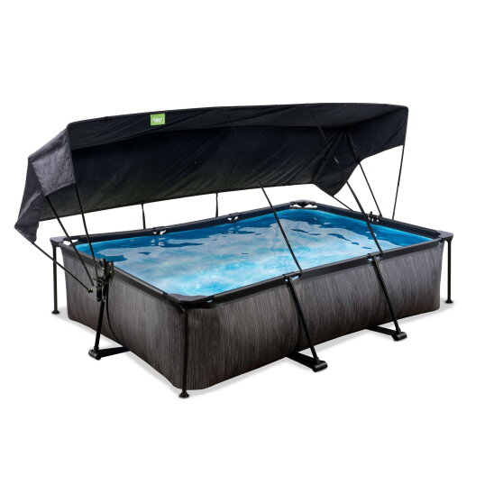 Piscina EXIT Black Wood 300x200x65cm con bomba de depuraci&oacute;n y toldo, color negro