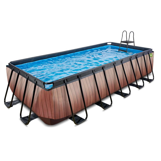 Piscina EXIT Wood 540x250x122cm con bomba de depuraci&oacute;n, color marr&oacute;n