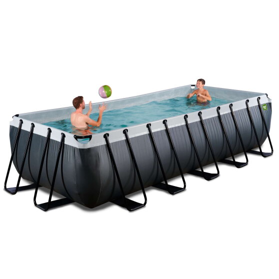 Piscina EXIT Black Leather 540x250x122cm con bomba de depuración, color negro