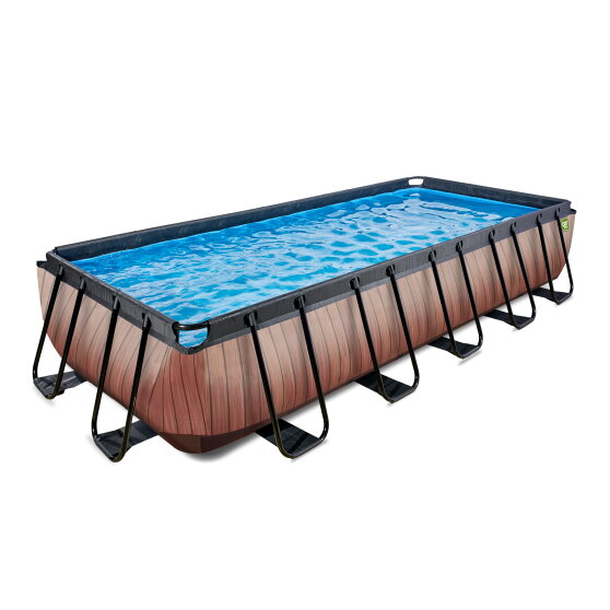 EXIT Wood pool 540x250x100cm with filter pump - brown