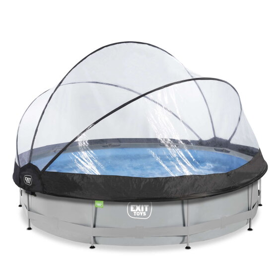 Piscina EXIT Soft Grey &oslash;360x76cm con bomba de depuraci&oacute;n y c&uacute;pula, color gris