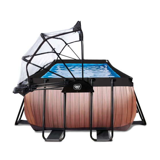 Piscina EXIT Wood 540x250x100cm con bomba de filtrado de arena y cúpula, color marrón