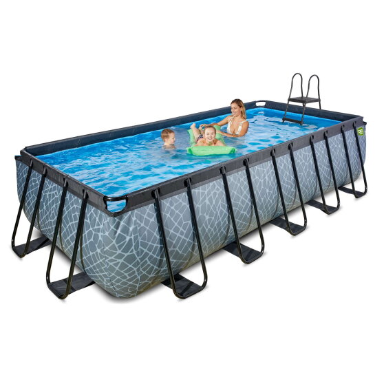 Piscina EXIT Stone 540x250x122cm con bomba de filtrado de arena, color gris