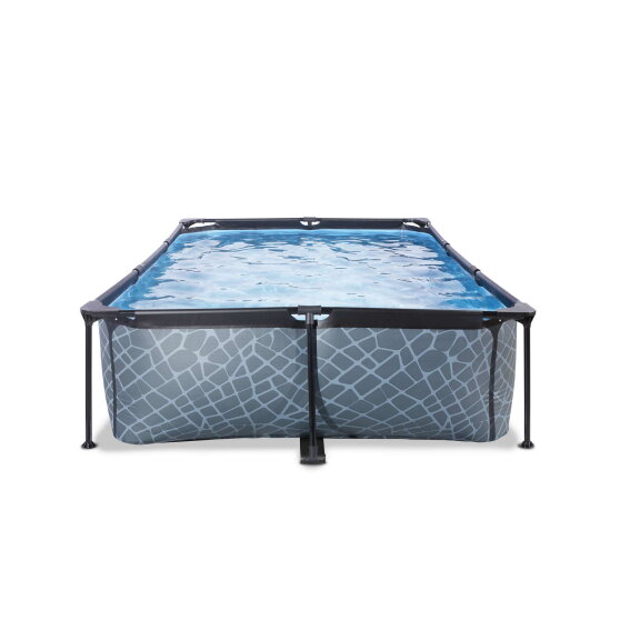 Piscina EXIT Stone 300x200x65cm con bomba de depuración, color gris