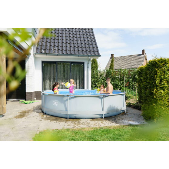 Piscina EXIT Soft Grey &oslash;360x76cm con bomba de depuraci&oacute;n, color gris