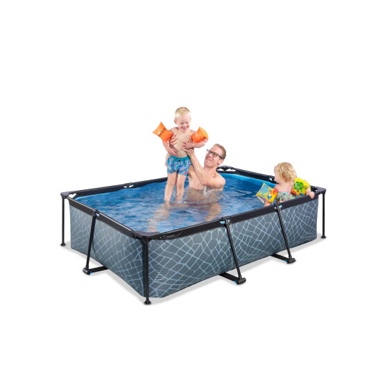 Piscina EXIT Stone 220x150x65cm con bomba de depuraci&oacute;n, color gris