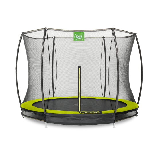 Cama elástica enterrada EXIT Silhouette ø305cm con red de seguridad, color verde