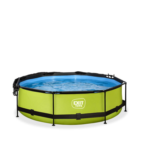 Piscina EXIT Lime ø300x76cm con bomba de depuración y toldo, color verde